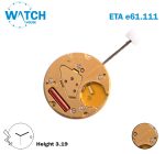 ETA E61.111 Swiss Made Replacement For 256.111, White Date Disk at 3, 3 Hands.