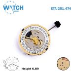 ETA 251.474 Swiss Made Watch Movement, Replacement for 251.471, White Date Disk at 4, Chronograph, { 3 Conter } - Image 4