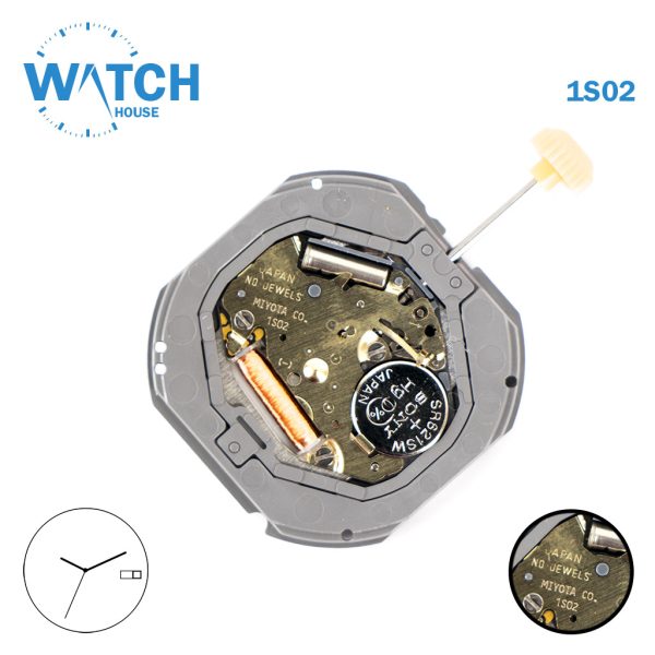 MIYOTA 1S02 Japanese Movement, 2 disk( day- date) at 3 , 3 hands.