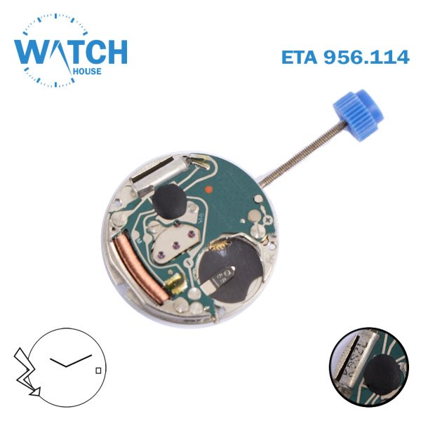 ETA 956.114 Swiss Watch Quartz Movement, White Date Disk at 3, 2 Hands.