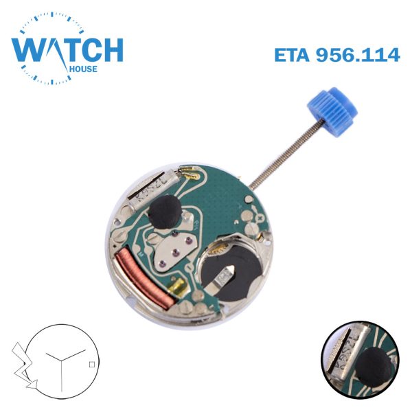 ETA 956.114 Swiss Made Watch Movement, White Date Disk at 3, 3 Hands, Height 1.