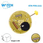 ETA F05.111 Swiss Watch Quartz Movement, White Date Disk at 3, 3 Hands, Height 1 (3.98MM).