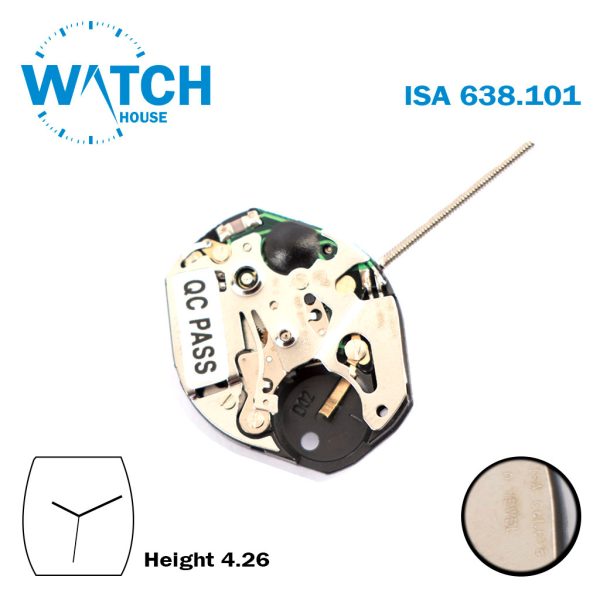 ISA 638.101 Swiss Made Watch Movement, 3 Hands, Without Disk.