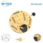 ETA 251.264 Swiss Movement, Replacement for 251.262 , White Date Disk at 4, Chronograph.