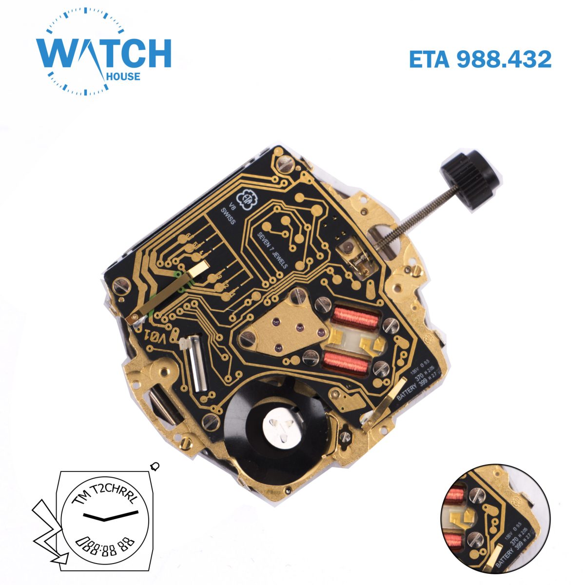 ETA 988.432 Swiss Made Quartz Analog / Digital Movement, With Chronograph, Gmt , Count-Down Timer, Alarm . - Image 1
