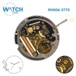 Ronda 3775 Swiss Made Watch Movement, White Date Disk at 4, 3 Hands.