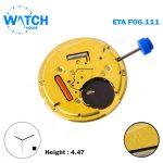 ETA F06.111 Swiss Watch Quartz Movement, White Date Disk at 4, 3 Hands, Height 3 (4.48).