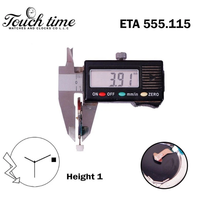 ETA 555.115 Swiss Quartz Movement-3 Hands-White Date Disk at 3-H:3.60mm-5 Jewels. thumbnail 3