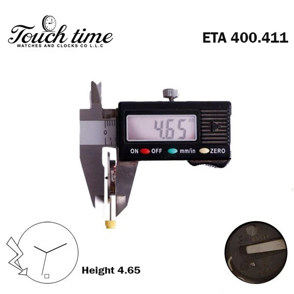 ETA 400.411 Swiss Made Movement- 3 Hands- White Date Disk on 6- Height:4.65mm. thumbnail 3