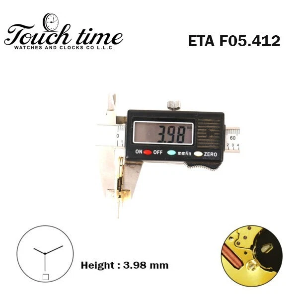 ETA F05.412 سويسري صناعة ساعة حركة - 3عقارب - أبيض قرص التاريخ عند 6 - Hight 3.98mm. thumbnail 4