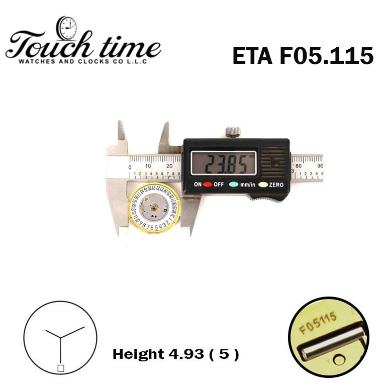ETA F05.115 سويسري ساعة حركة - H: 5(4.93mm) - 3 عقارب - أبيض قرص التاريخ عند 6. thumbnail 3
