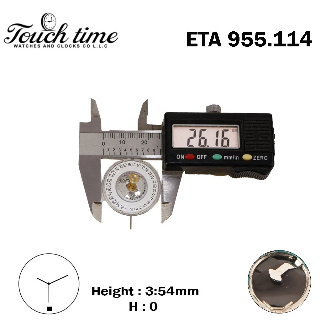 ETA 955.114 حركة كوارتز سويسرية - أبيض قرص التاريخ عند 6-3 عقارب - H: 3.54mm thumbnail 4