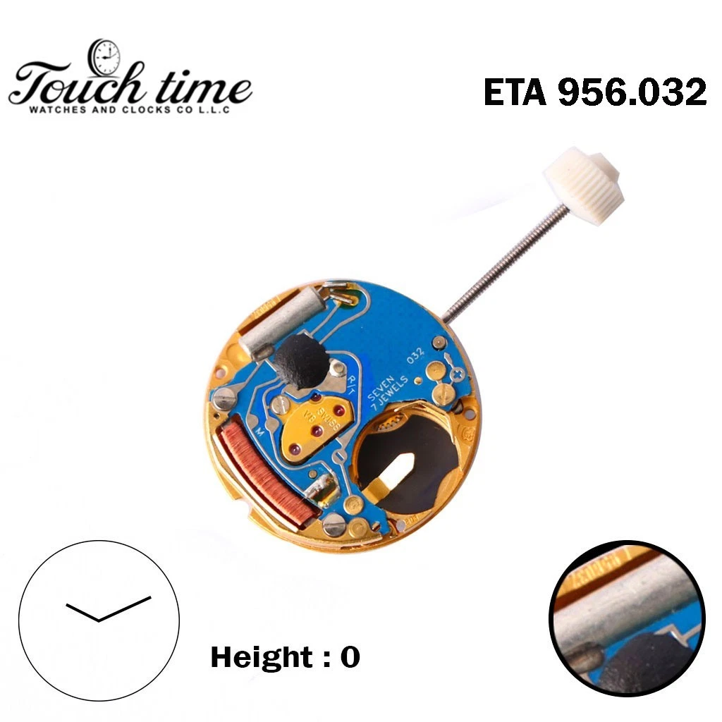 ETA 956.032 Swiss Quartz Watch Movement -2 Hands- Without Disk- H:2.88mm