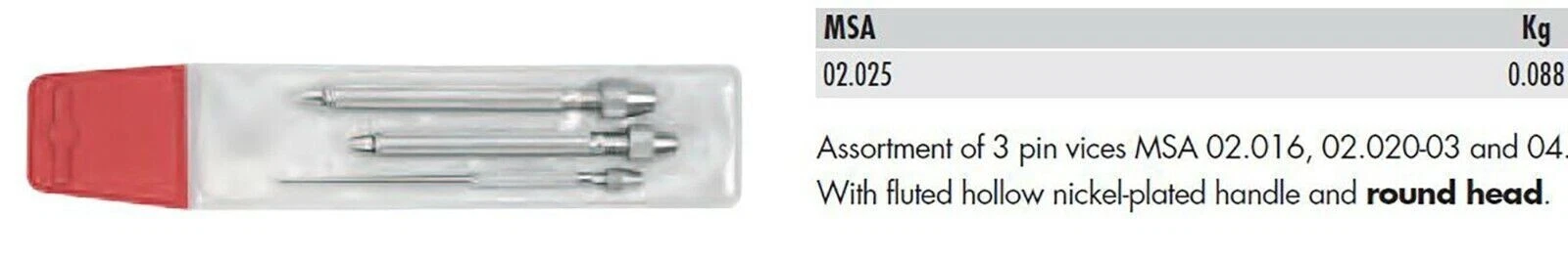 HOROTEC MSA02.025 , three Pin Vices With Fluted Hollow Nickel-Plated Handles. thumbnail 2
