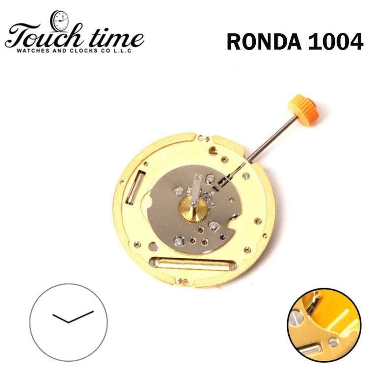 RONDA 1004 Swiss Quartz Watch Movement-Gold Plated-Without Disk-H:5.57mm-2 Hands thumbnail 3
