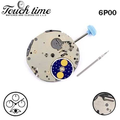 MIYOTA 6P00 Japanese Movement-3Counters At 3/9/12 Moon Phase At 6-Date Disk At12