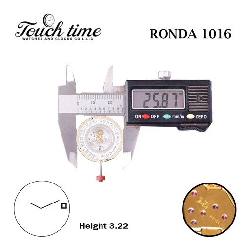 RONDA 1016 Swiss Made Watch Movement- White Date Disk at 3- 2 Hands- height:3.22 thumbnail 4
