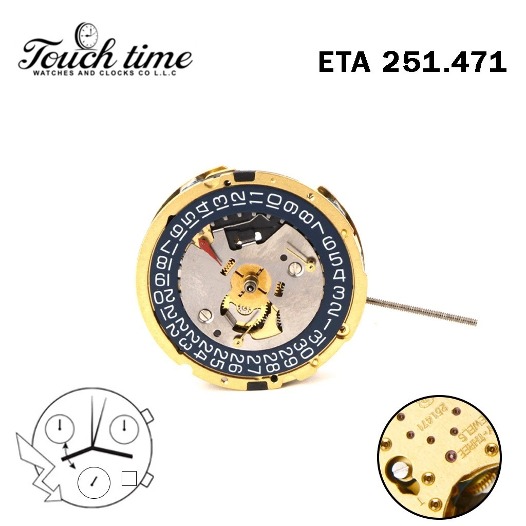 ETA 251.471 Swiss Movement-Chronograph-Blue Disk At 4-3 Couner-Height:6.88mm. thumbnail 5