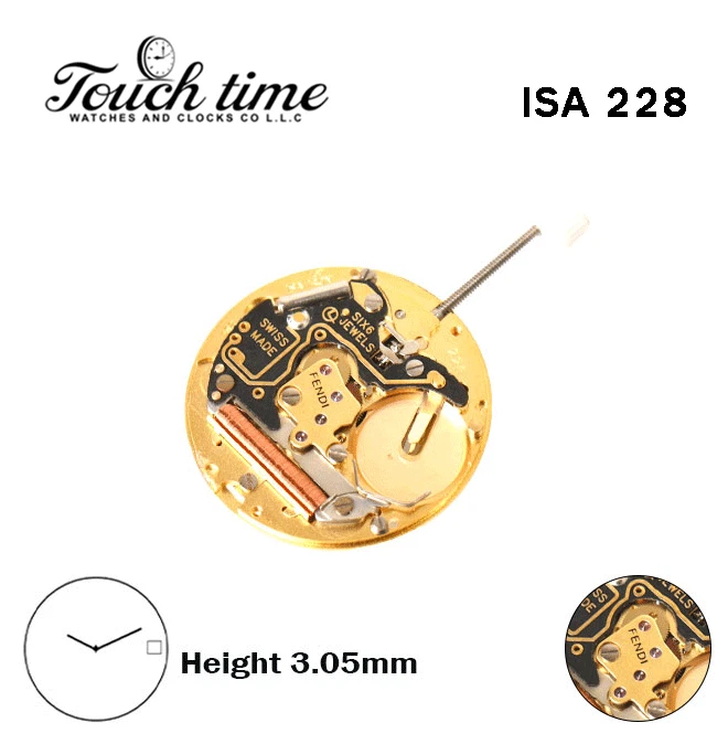 ISA 228 FENDI Swiss Quartz Movement-Height:3.05mm-2 Hands-White Disk At:3.