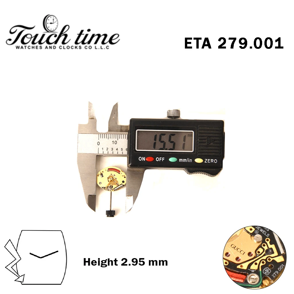 ETA 279.001 - GUCCI - سويسري صناعة حركة - Without قرص - 2 عقارب - H: 2.95mm. thumbnail 4