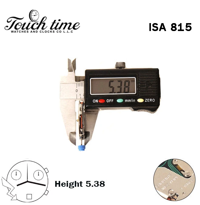 ISA 815 Swiss Quartz Movement-Chronograph-Height:5.38mm-White Disk At 6-3 Hands. thumbnail 3