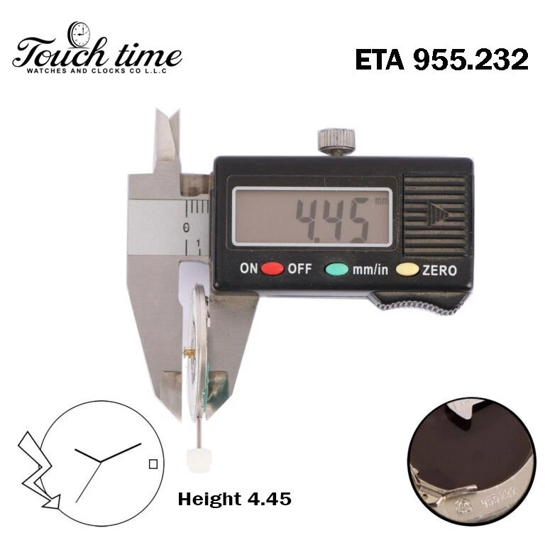 ETA 955.232 Swiss Movement-White Date Disk at 3-Height :4.45mm- Sweep Seconds thumbnail 3