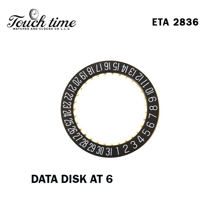 ETA 2834 -2836- 2846- Black Disk At 6-White Numbers.