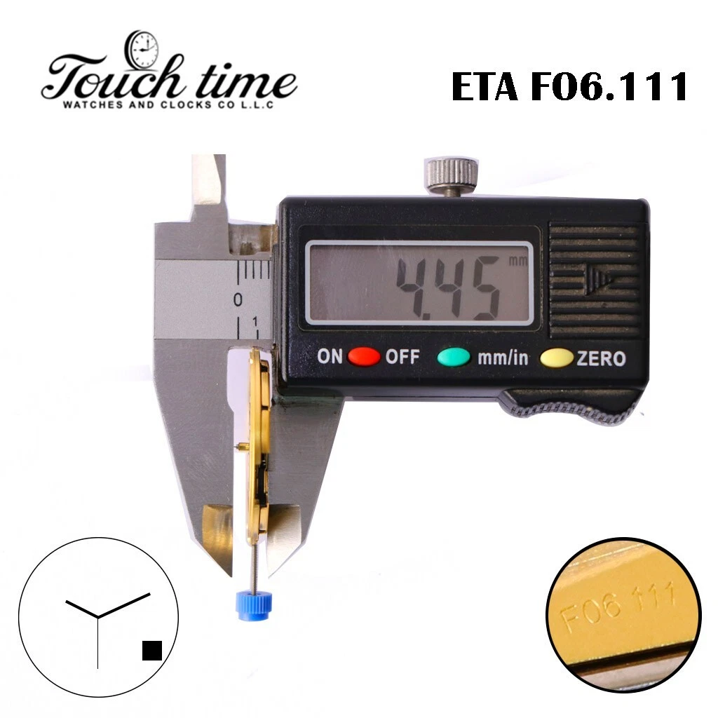 ETA F06.111 سويسري صناعة حركة كوارتز, أسود قرص التاريخ عند 4, الارتفاع 3 (4.48mm). thumbnail 2