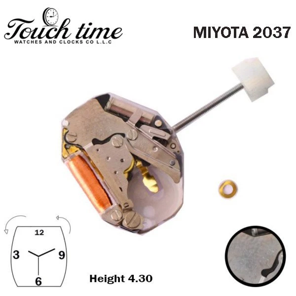 MIYOTA 2037 LTD Watch Movement -H:4.30mm-Hour/Minute Hand Run Counter-Clockwise.