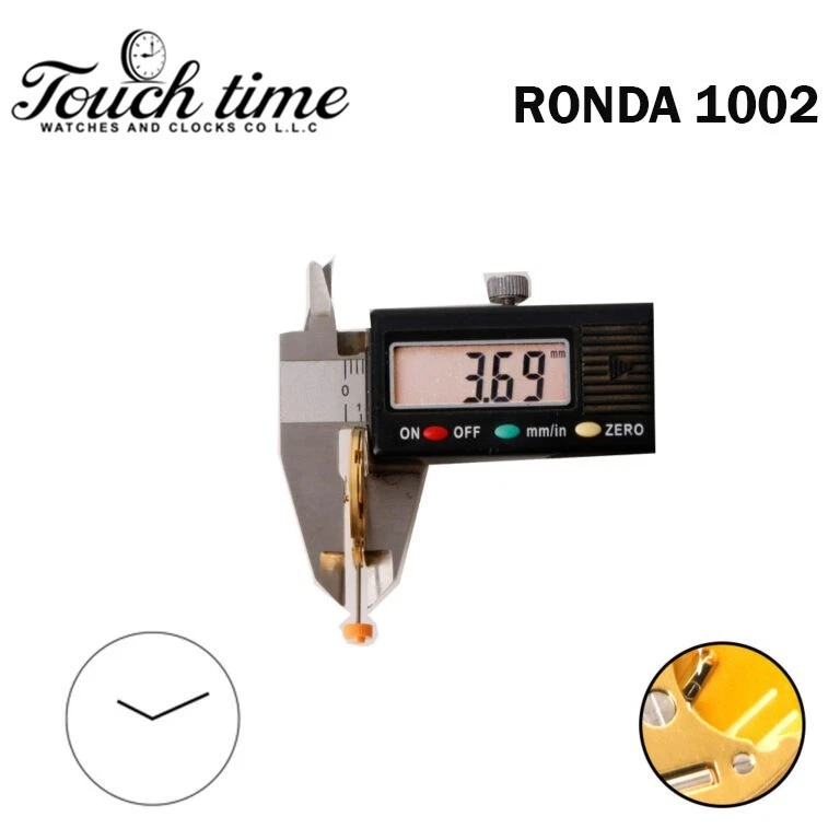 RONDA 1002 Swiss Quartz Watch Movement–Gold Plated-Without Disk-H:3.69mm-2 Hands thumbnail 3