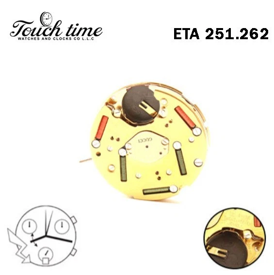 ETA 251.262 - GUCCI - حركة كوارتز سويسرية - Chronograph - أبيض قرص التاريخ عند 6-6 عقارب thumbnail 3