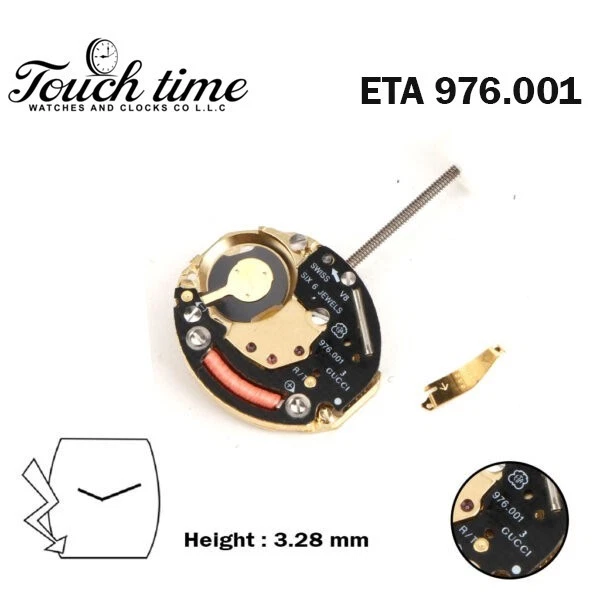 ETA 976.001 GUCCI-3 Swiss Watch Movement-2Hands- Decoration- Height:3.28mm.