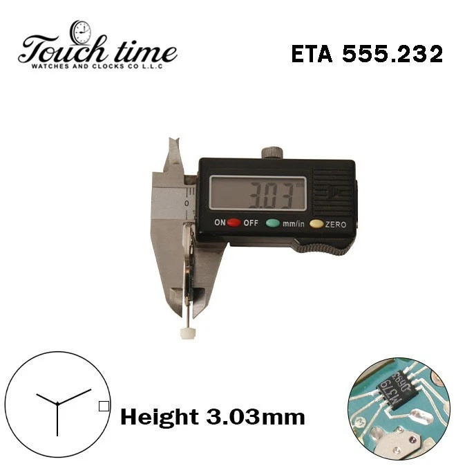 ETA 555.232-Swiss Quartz Movement-White Date Disk At 3-H:3.03mm-3Hands thumbnail 3