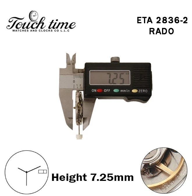 ETA 2836-2-RADO-Swiss Movement-White AR/EN Day/Date Disk At 3-H:7.25mm-3 Hands thumbnail 3
