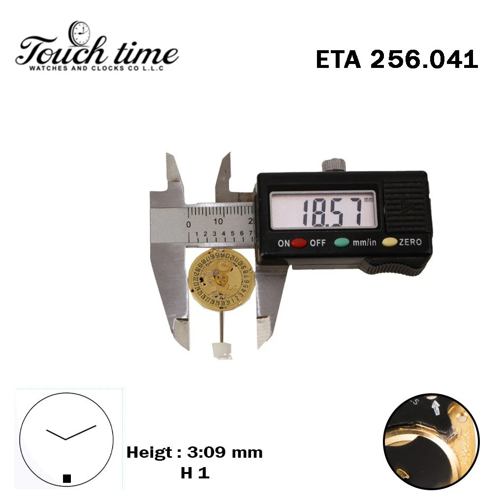 ETA 256.041 - حركة كوارتز - أسود Circuit - ذهبي قرص عند 6 - الارتفاع: 3.09mm - 2 عقارب thumbnail 3