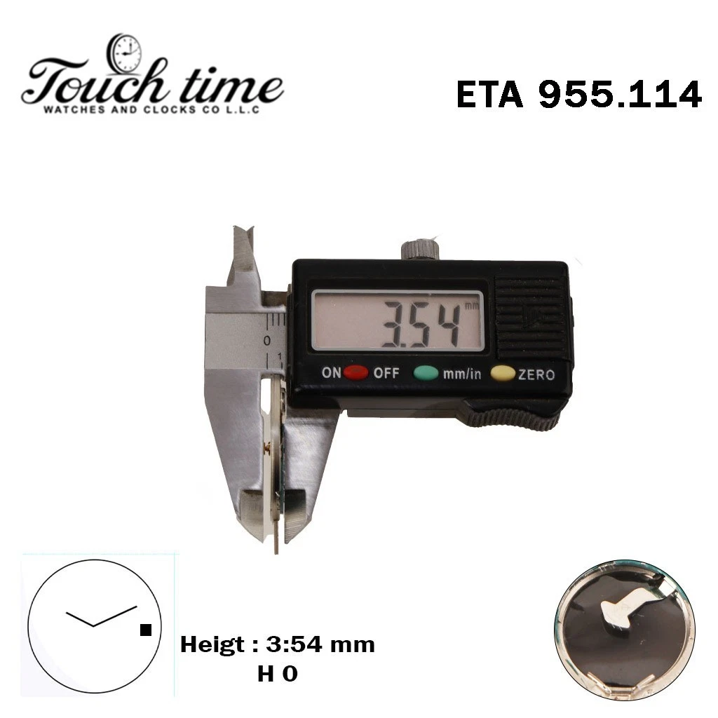 ETA 955.114 كوارتز حركة سويسرية - أبيض قرص التاريخ عند 3-2 عقارب - الارتفاع: 0(3.54mm) thumbnail 3