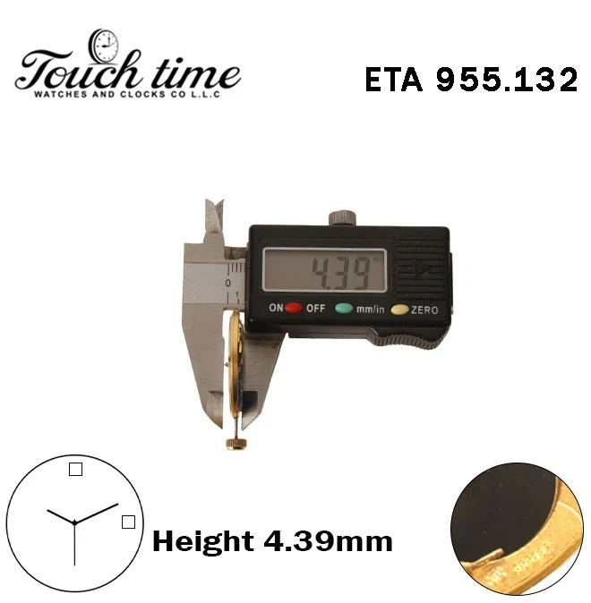 ETA 955.132 - حركة سويسرية - H: 4.39mm - أبيض Day عند 12 /قرص التاريخ عند 3-3 عقارب thumbnail 2
