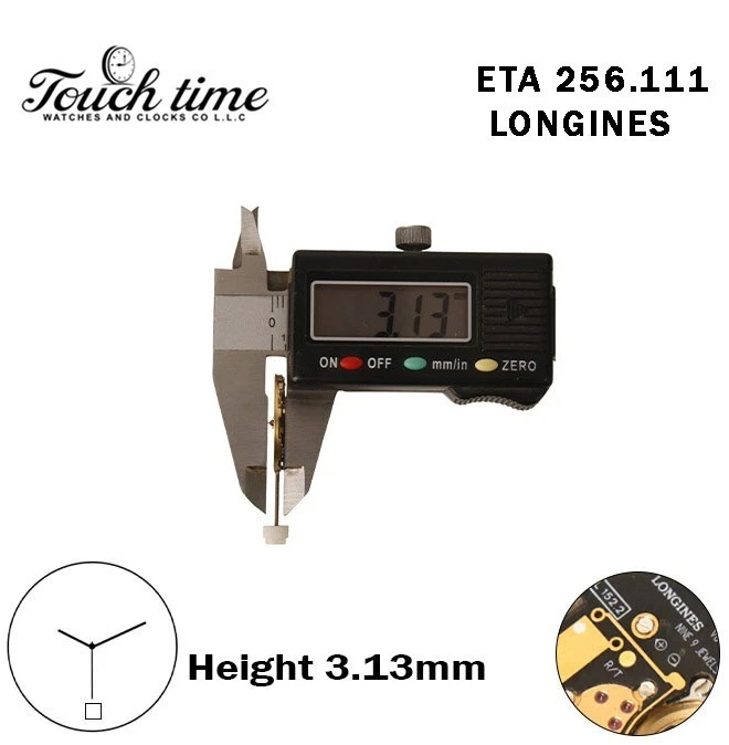 ETA 256.111 - LONGINES - حركة كوارتز - أسود قرص عند 6 - ذهبي رقم - H: 3.13mm - 3 عقارب. thumbnail 3
