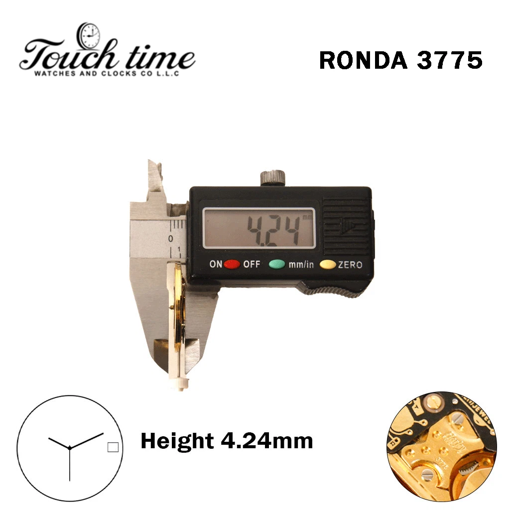 RONDA 3775 - Harley - سويسري ساعة حركة - 3 عقارب - ذهبي قرص عند 3 - الارتفاع: 4.24mm. thumbnail 3