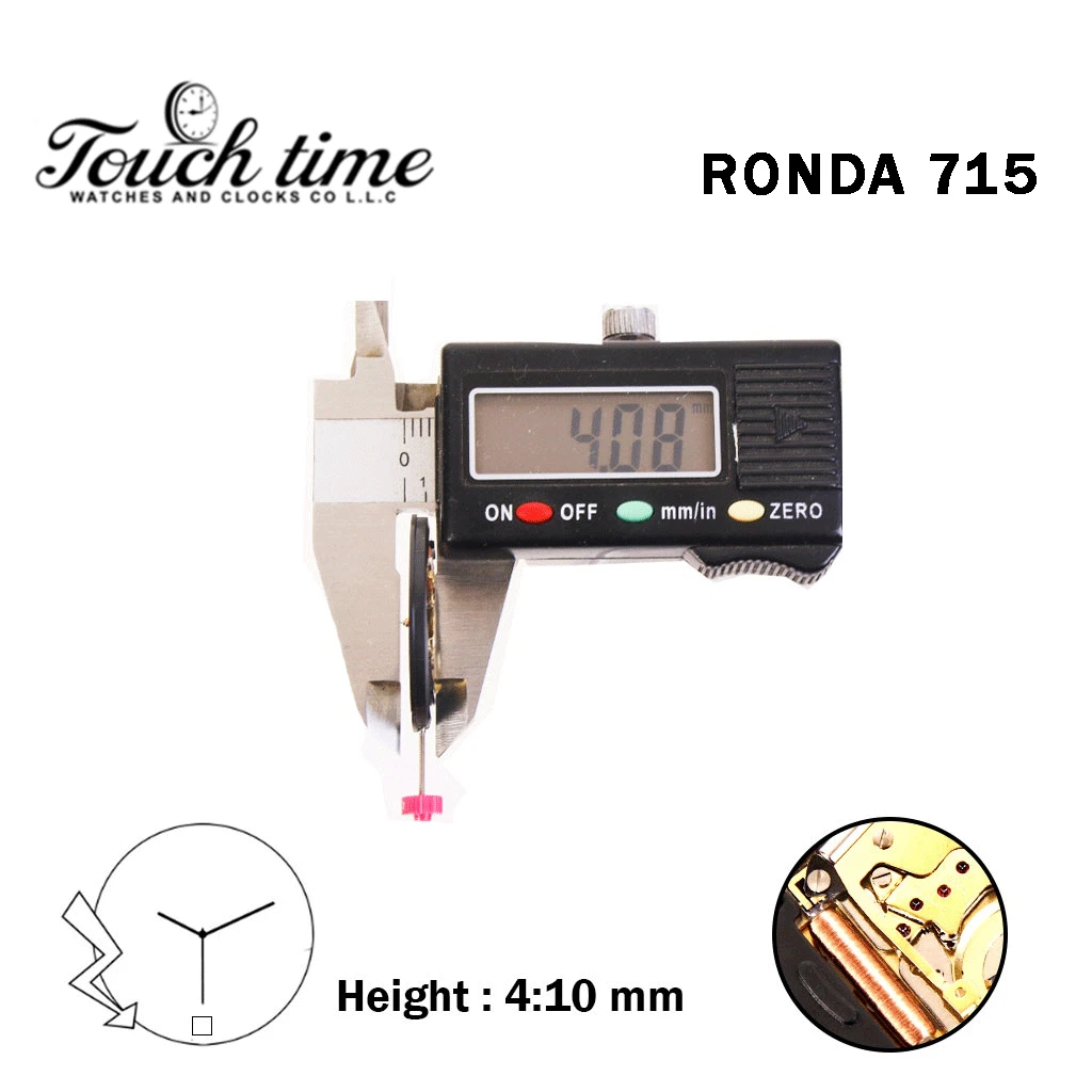 RONDA 715 سويسري ساعة حركة - 3 عقارب - أبيض قرص عند 6 - الارتفاع: 4.10mm. thumbnail 3