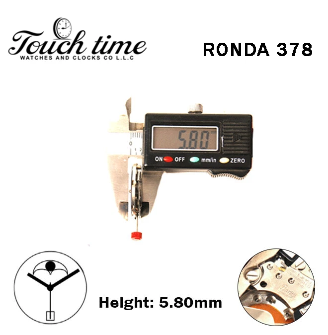 RONDA 378 Swiss Watch Movement-3 Hands-Blue Disk At 6-Moon Phase-Height:5.80mm. thumbnail 3