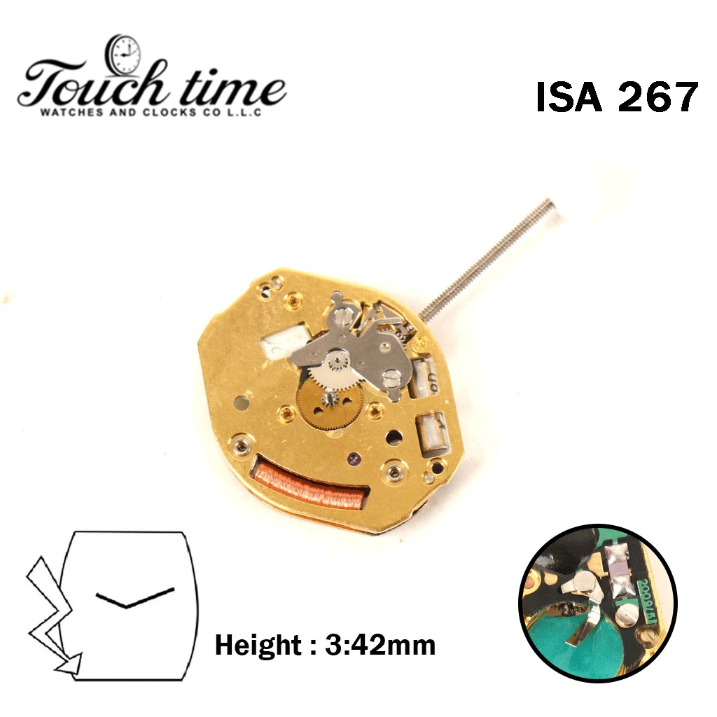 ISA 267 Swiss Quartz Movement-Decorated-Without Disk-2 Hands-Without Hour Wheel. thumbnail 4