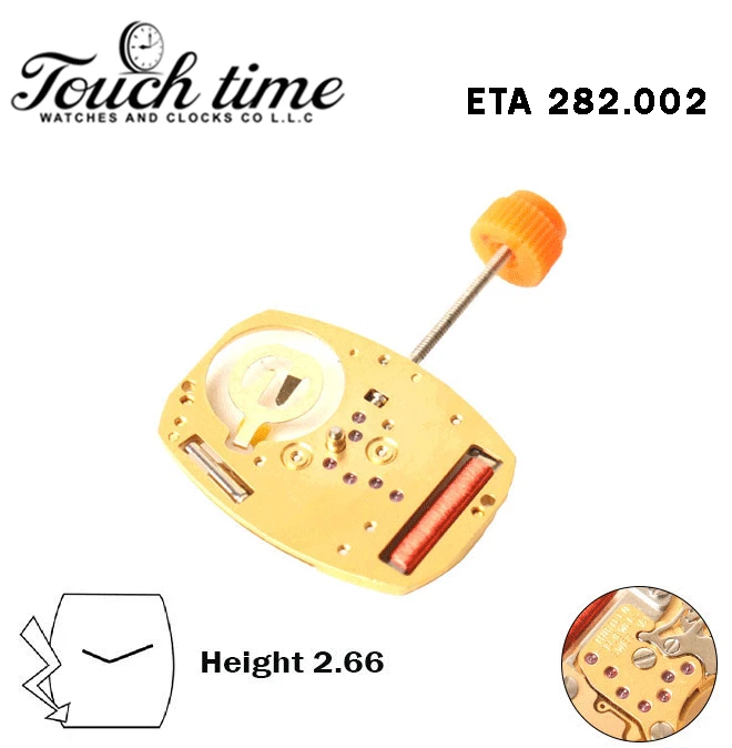 ETA 282.002 -Swiss Made Movement-Without Disk -2 Hands-With Stem-H:2.66mm. thumbnail 2