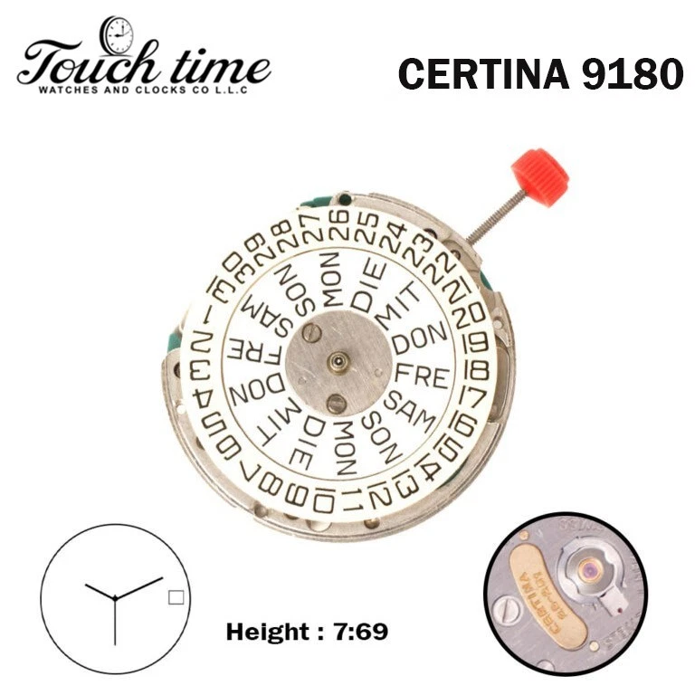 ESA 9180 Swiss Movement-Beige /White Day Date Disk At 3( CR 06)- 3 Hands-H:7.69. thumbnail 2