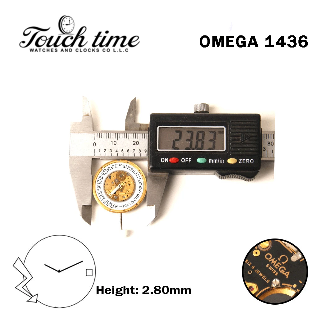 OMEGA 1436 سويسري ساعة حركة - 2 عقارب - أبيض قرص عند 3 - الارتفاع: 2.80mm. thumbnail 4