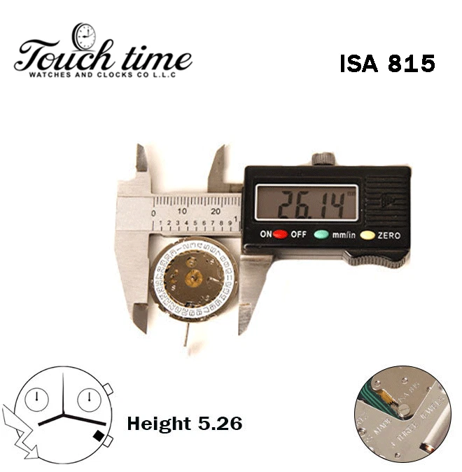 ISA 815 حركة كوارتز سويسرية - Chronograph - الارتفاع: 5.26mm - أبيض قرص عند 4-3 عقارب. thumbnail 4