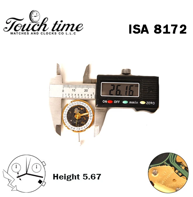 ISA 8172 حركة كوارتز سويسرية,الارتفاع: 5.67mm,أبيض قرص عند: 4 Horizontal. thumbnail 4