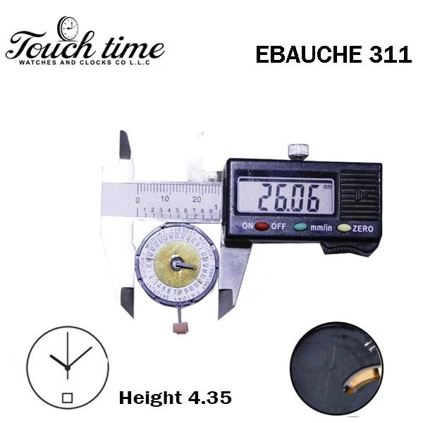 EBAUCHE SE 311/51 Swiss Watch Movement - White Day/Date At 12/6-H: 4.35mm thumbnail 4