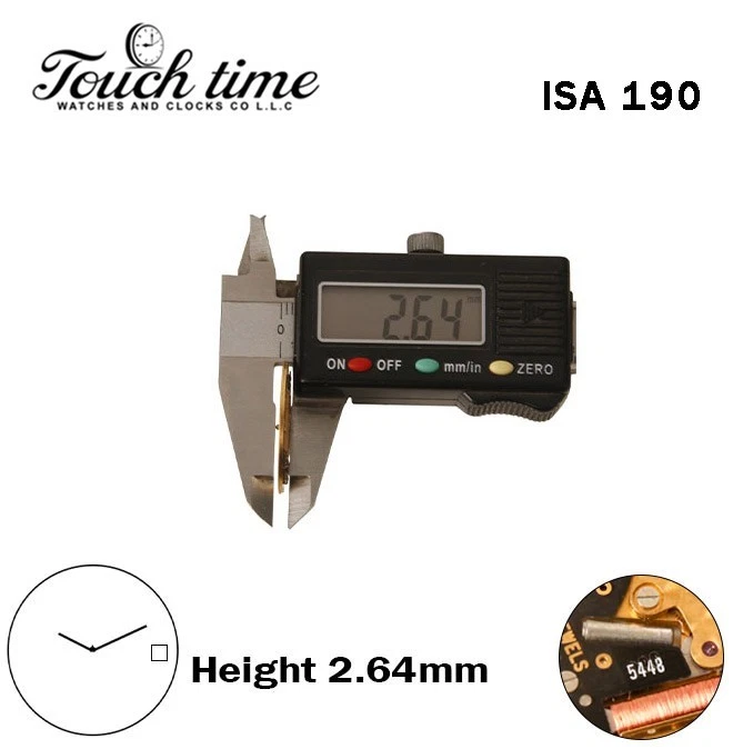 ISA 190 Swiss Quartz Movement- H:2.64mm-White Disk At 3-2 Hands-Without Stem. thumbnail 3