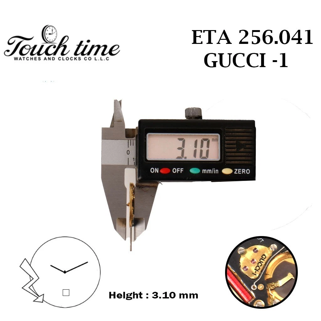 ETA 256.041 GUCCI-1 Swiss Made Watch Movement-2 Hands- Black Date Disk At 6-H:3.10mm. thumbnail 3